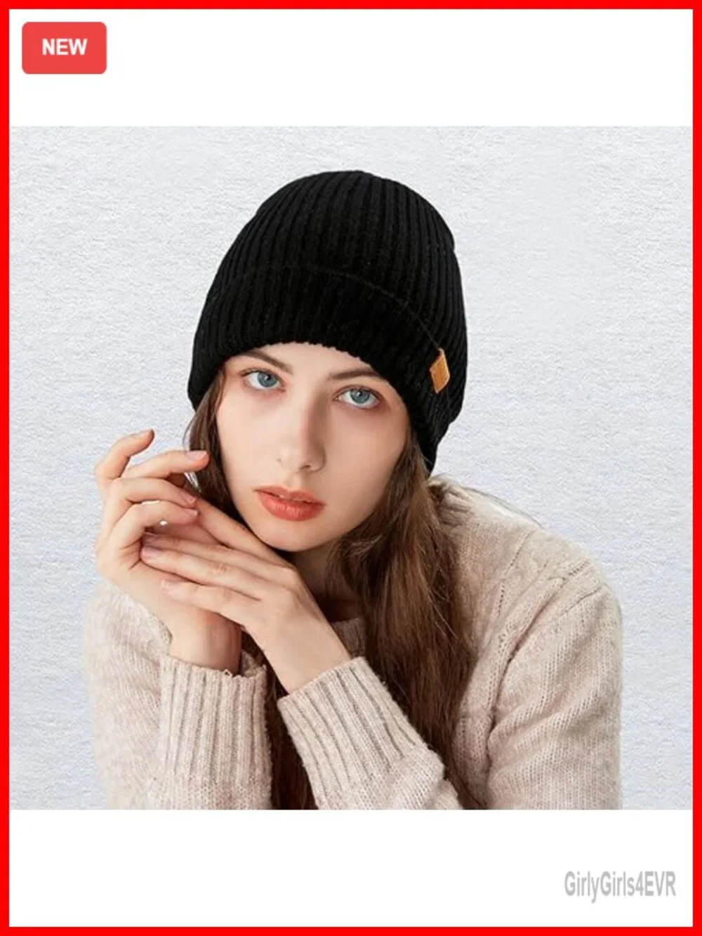 100% Merino Wool Cuff Beanie Hat, Unisex Warm Winter Cap, Breathable Cozy